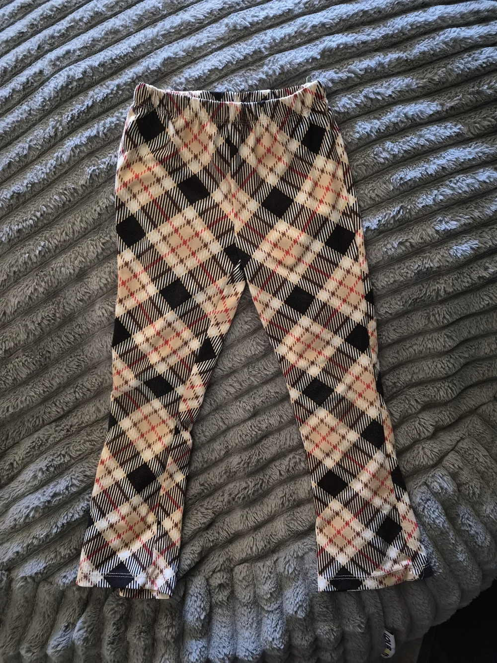 Kids Plaid Pajama Pants - Cream and Black